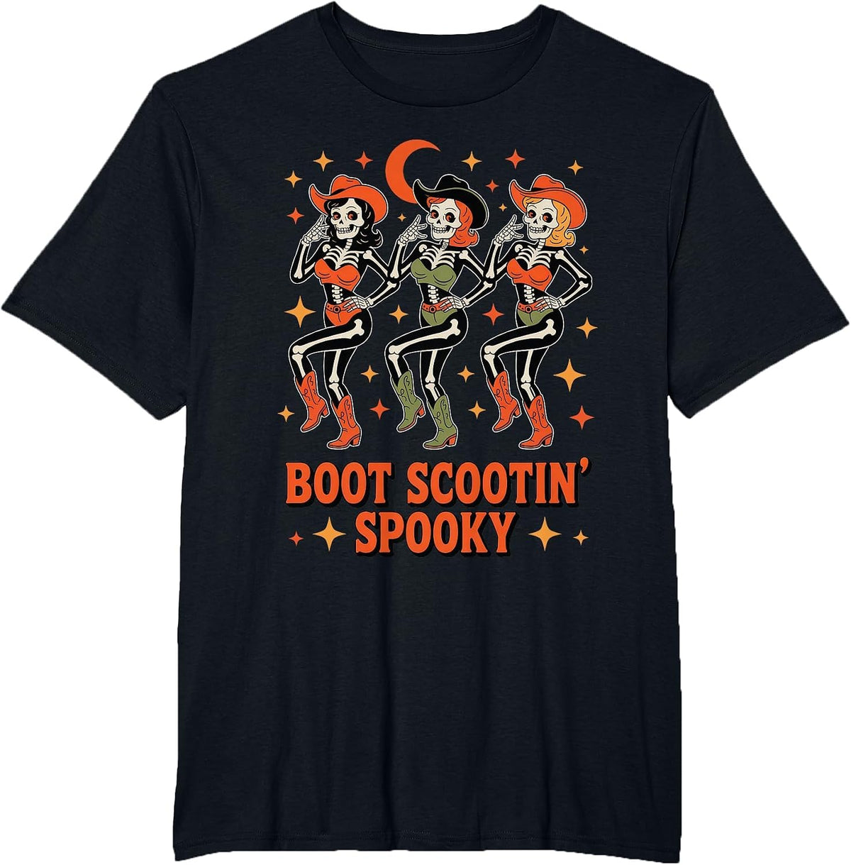 Boot Scootin Cowgirl Spooky Western Line Dance T-Shirt - Black