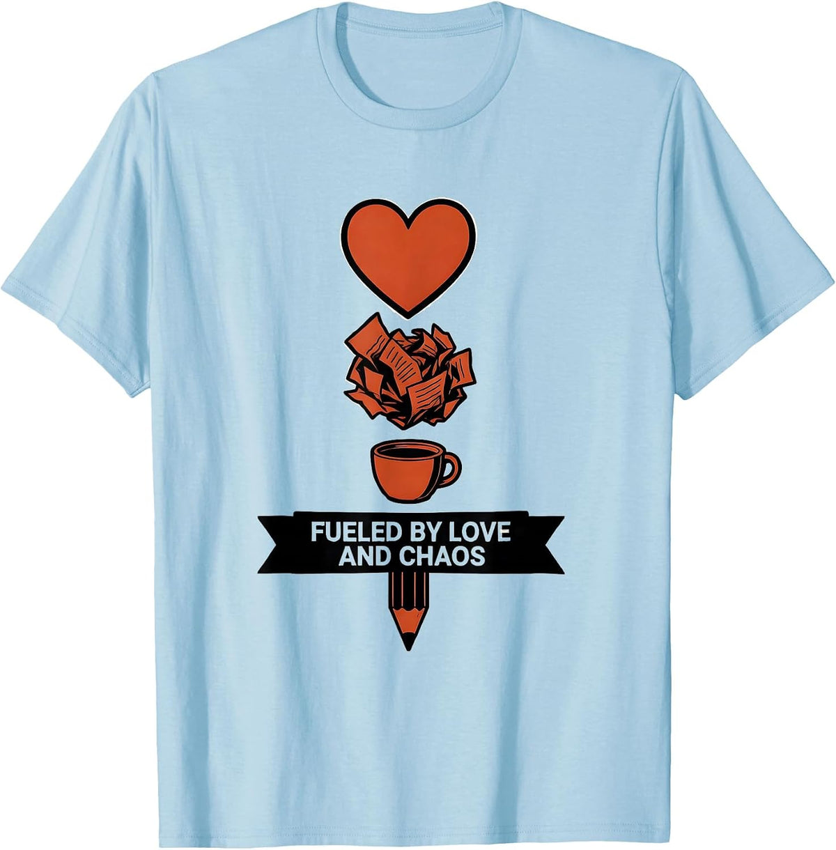 Men's Fueled by Love and Chaos Sped Teacher Design T-Shirt - Baby Blue