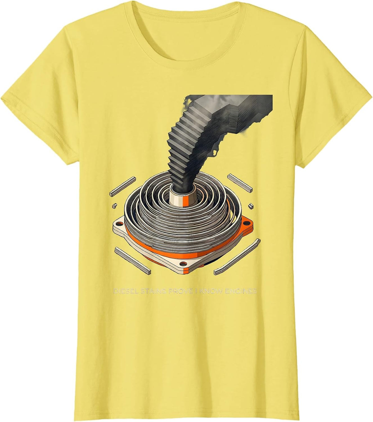 Women's Diesel Stains Prove I Know Engines Funny Diesel Mechanic T-Shirt - Lemon Yellow