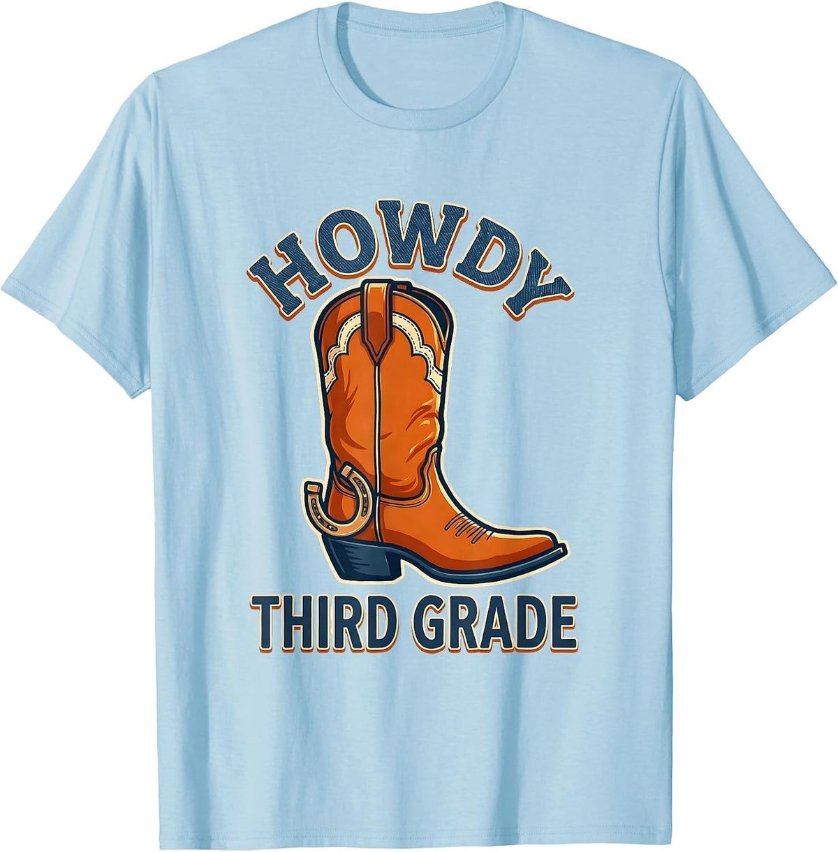 Howdy Third Grade Western Cowgirl Teacher Back To School T-Shirt - Baby Blue
