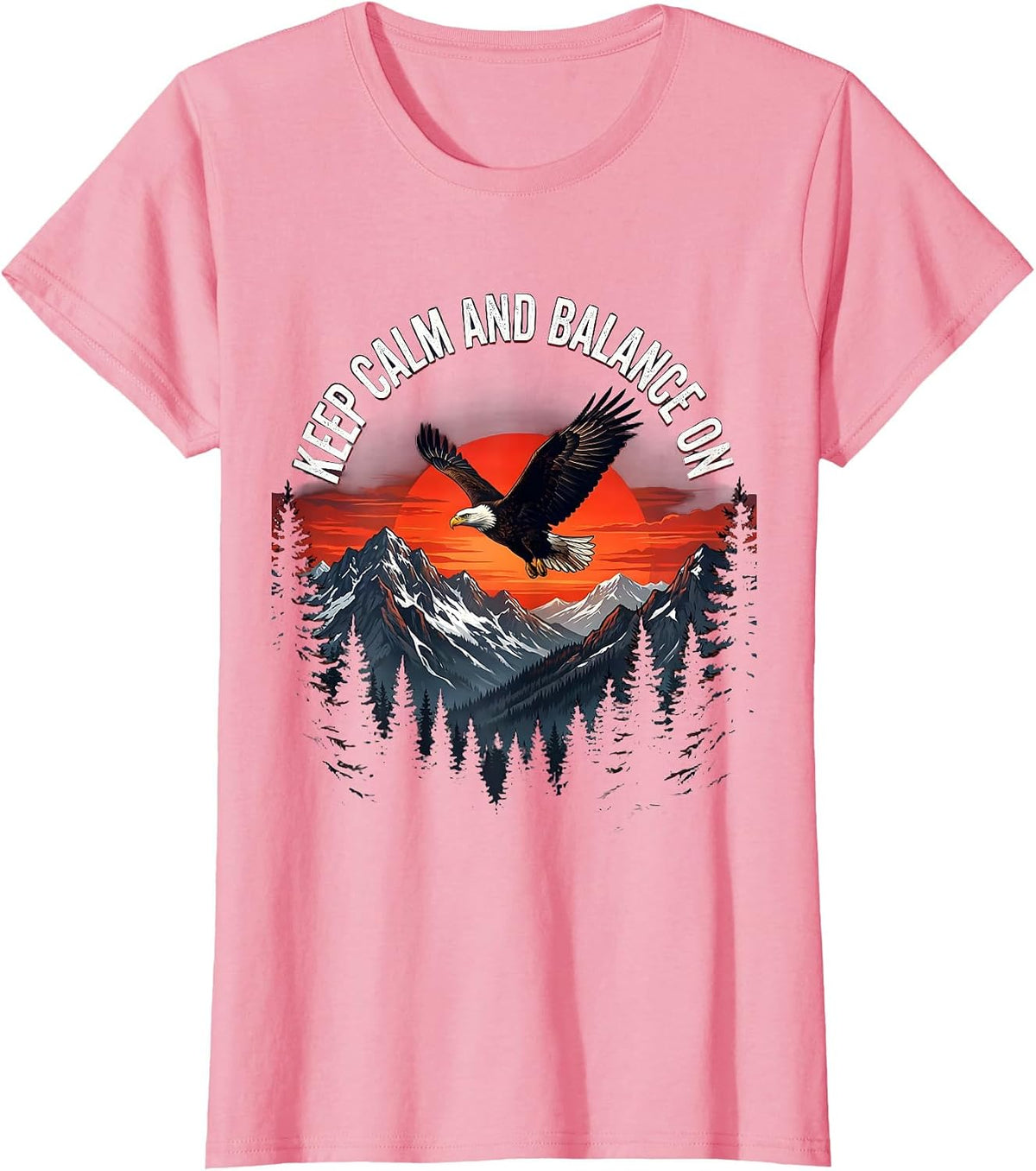 Women's Keep Calm and Balance On Fall Prevention Design T-Shirt - Pink