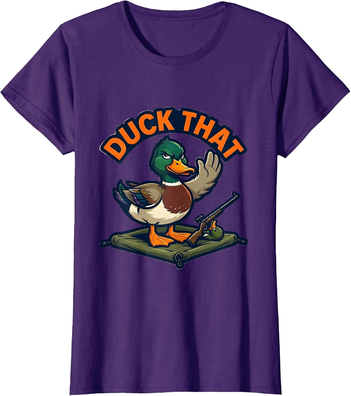 Women's Duck That Funny Mallard Mascot Duck Hunter Humor T-Shirt - Purple
