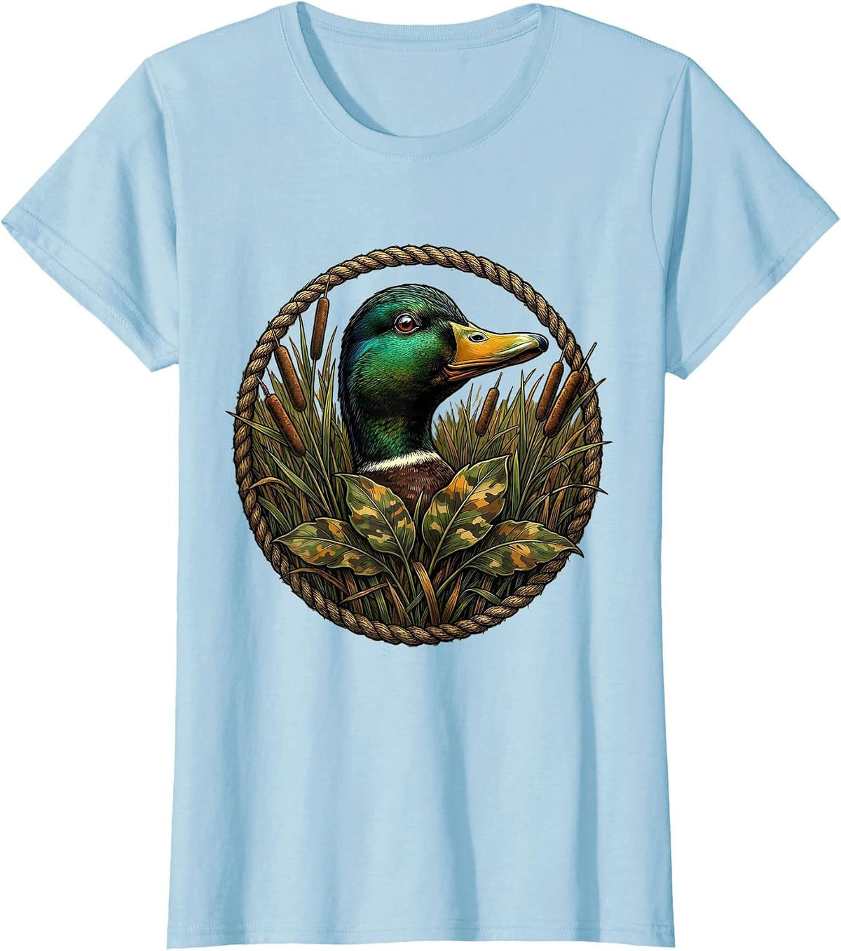 Duck Camo Hunting Season Wildlife Illustration T-Shirt - Baby Blue