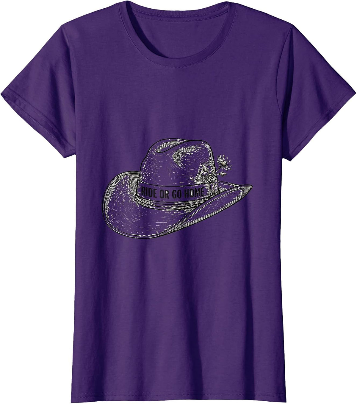 Women's Ride Or Go Home Cowgirl Graphic Design T-Shirt - Purple