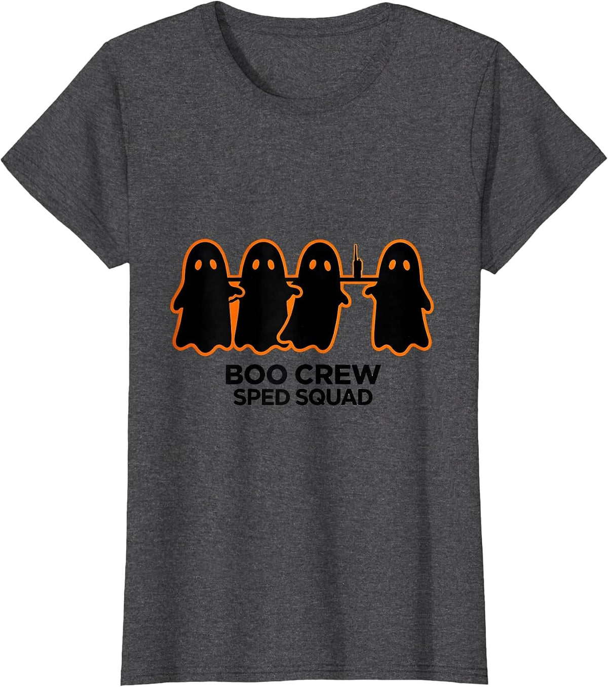 Women's Boo Crew SPED Squad Stencil Ghost Paraprofessional Halloween T-Shirt - Dark Heather Grey