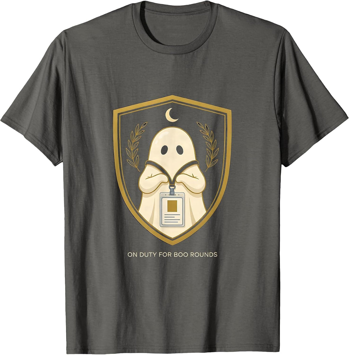 On Duty For Boo Rounds Ghost SPED Paraprofessional Halloween T-Shirt - Asphalt Grey