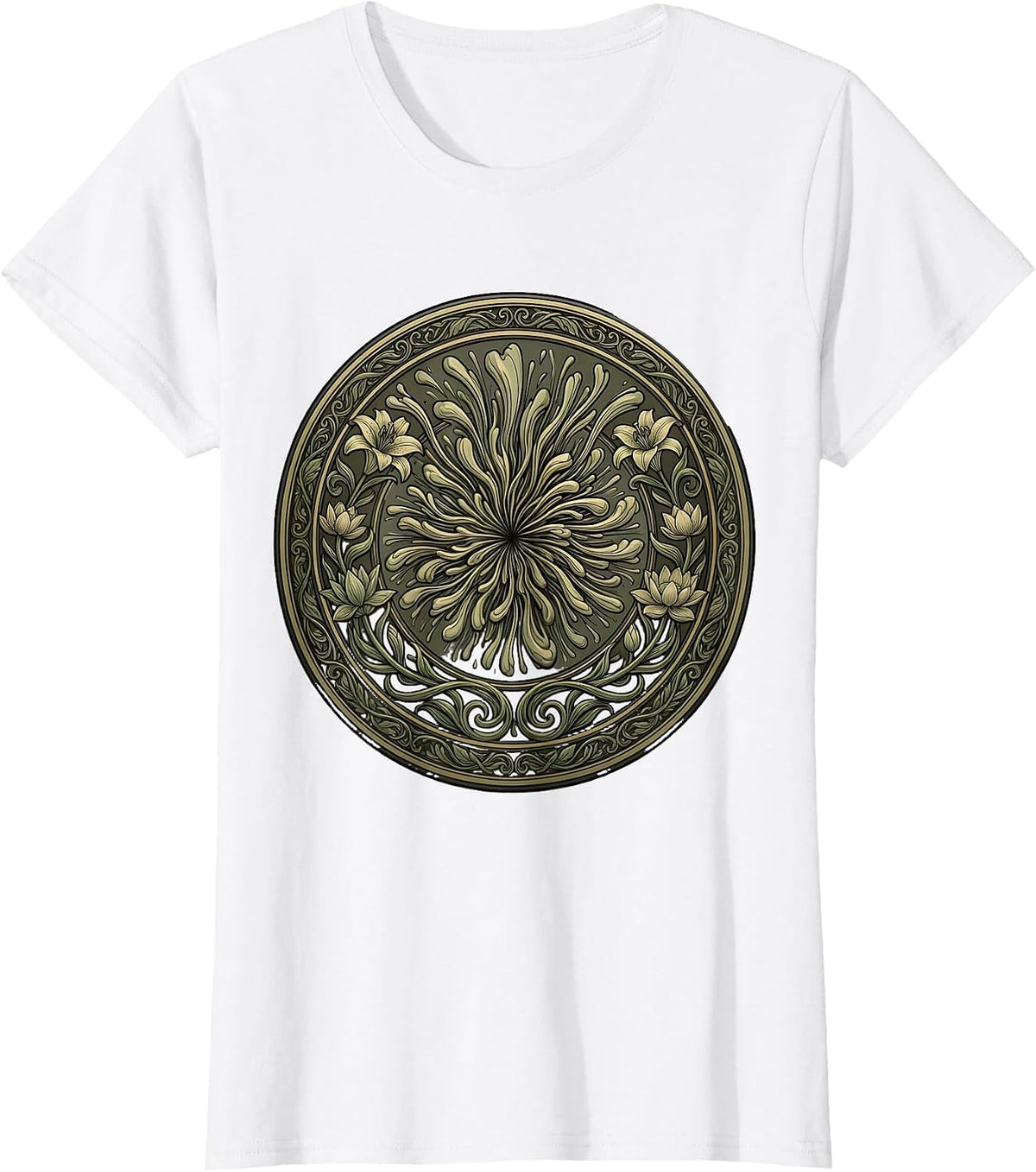 Women's Library Stamp Ink Burst Graphic Design T-Shirt - White