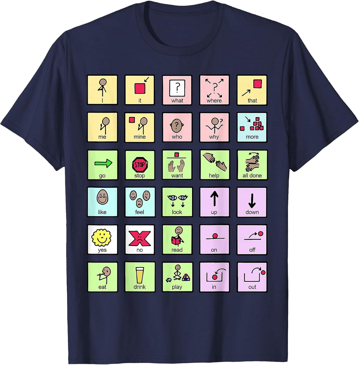 AAC Core Board Speech Pathology Speech Therapist T-Shirt - Navy Blue