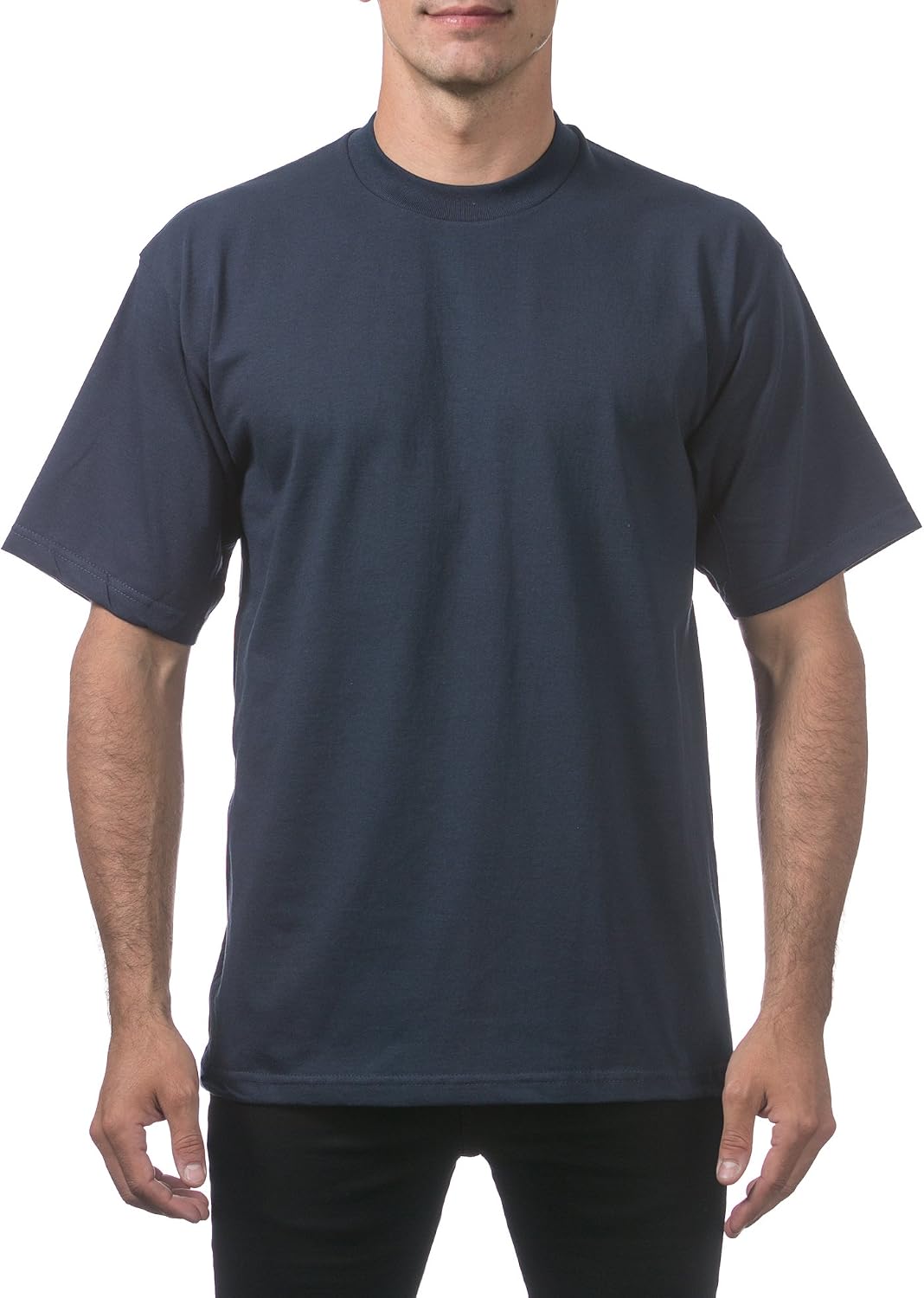 Pro Club Men's Heavyweight Cotton Short Sleeve Crew Neck T-Shirt - Navy