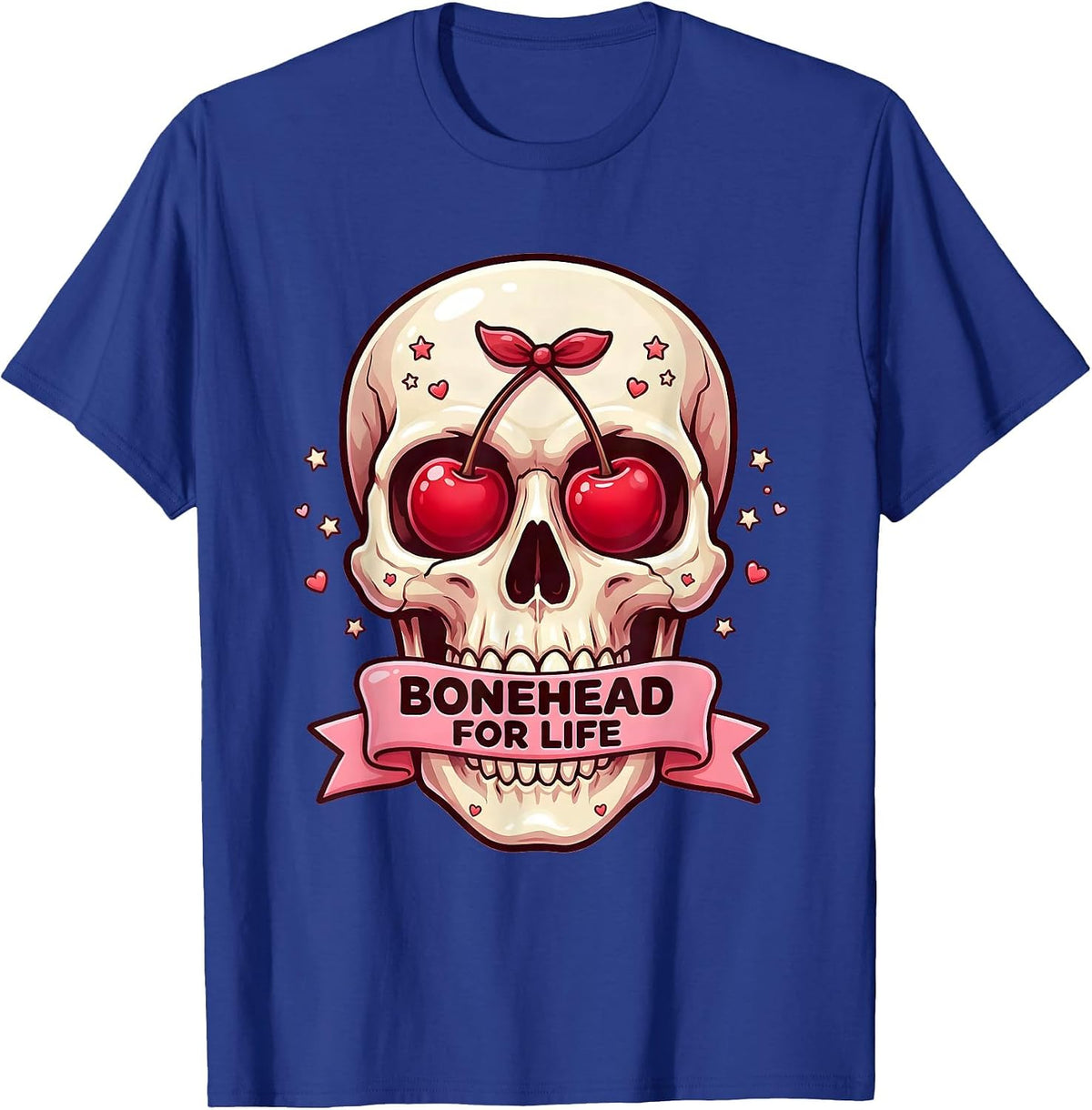 Bonehead For Life Skeleton Graphic Design T-Shirt - Royal Blue