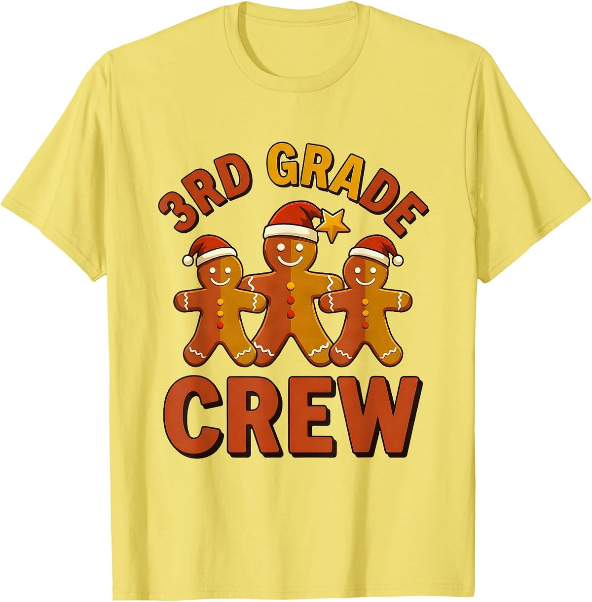 Men's 3rd Grade Crew Funny Teacher Christmas Classroom Humor T-Shirt - Lemon Yellow