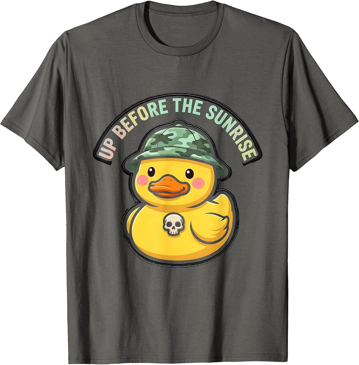 Duck Camo Up Before The Sunrise Hunting Design T-Shirt - Asphalt Grey