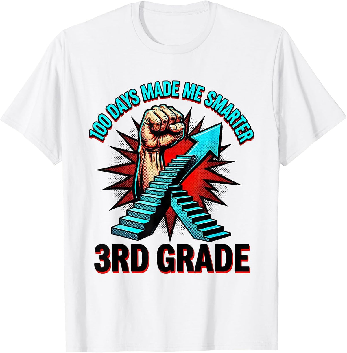 Men's 100 Days Made Me Smarter 3rd Grade Pop Art Teacher Gift T-Shirt - White