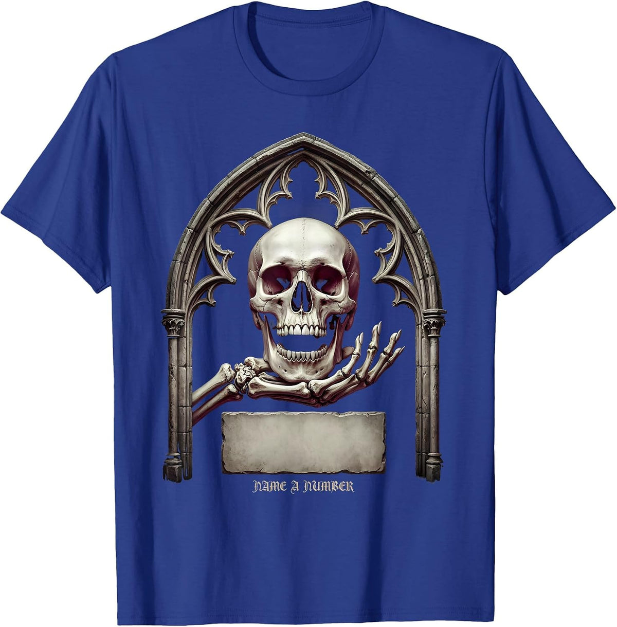 Men's Name A Number Gothic Sarcastic Skull Humor Funny Skeleton T-Shirt - Royal Blue