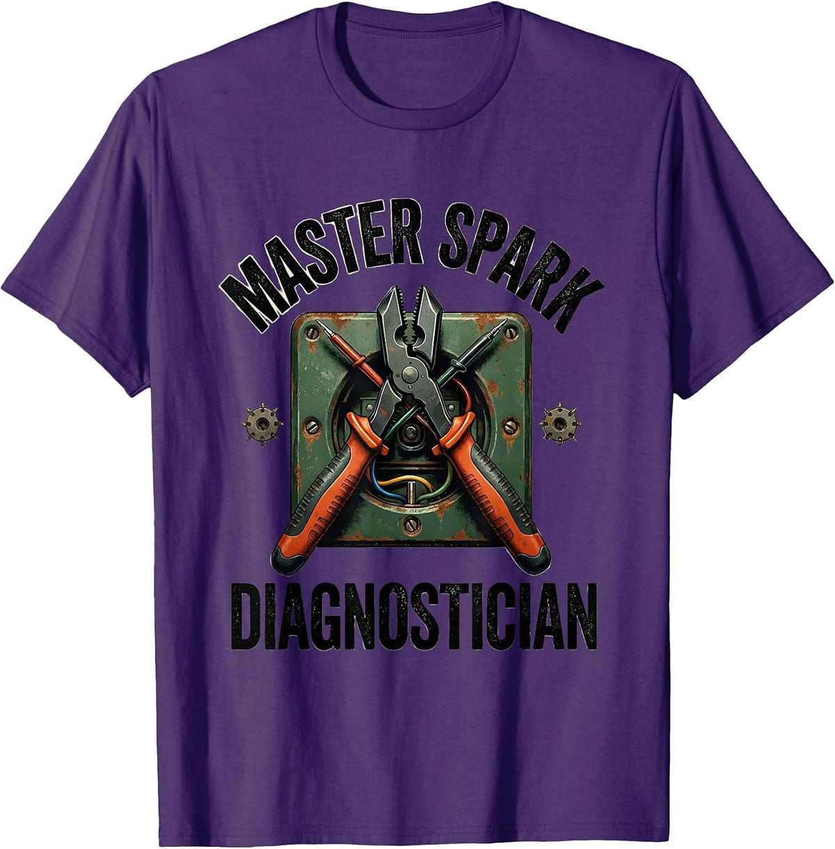 Master Spark Diagnostician Vintage Funny Electrician Gift T-Shirt - Purple