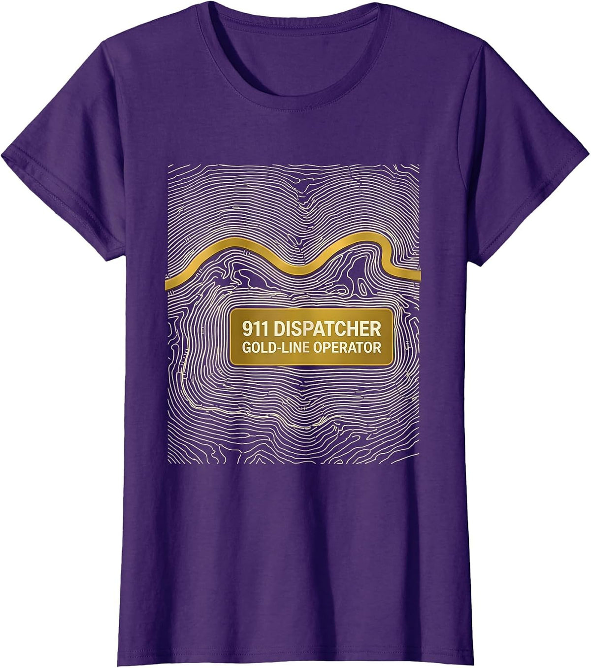 Women's 911 Dispatcher Gold-Line Operator Thin Line Tribute T-Shirt - Purple