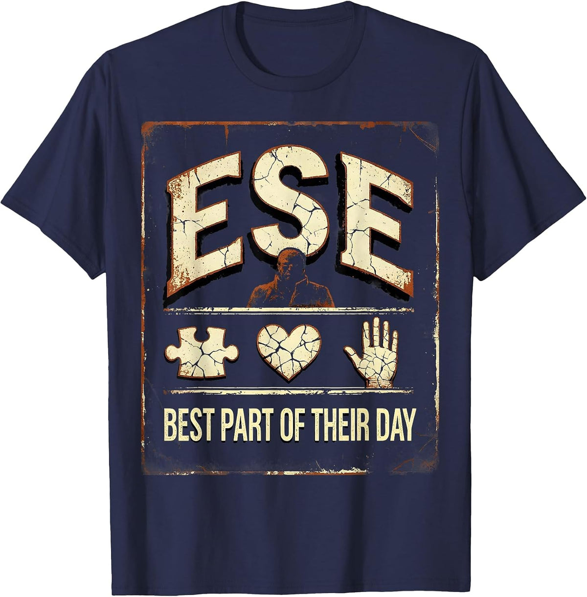 ESE Best Part Of Their Day Distressed Teacher Squad T-Shirt - Navy Blue