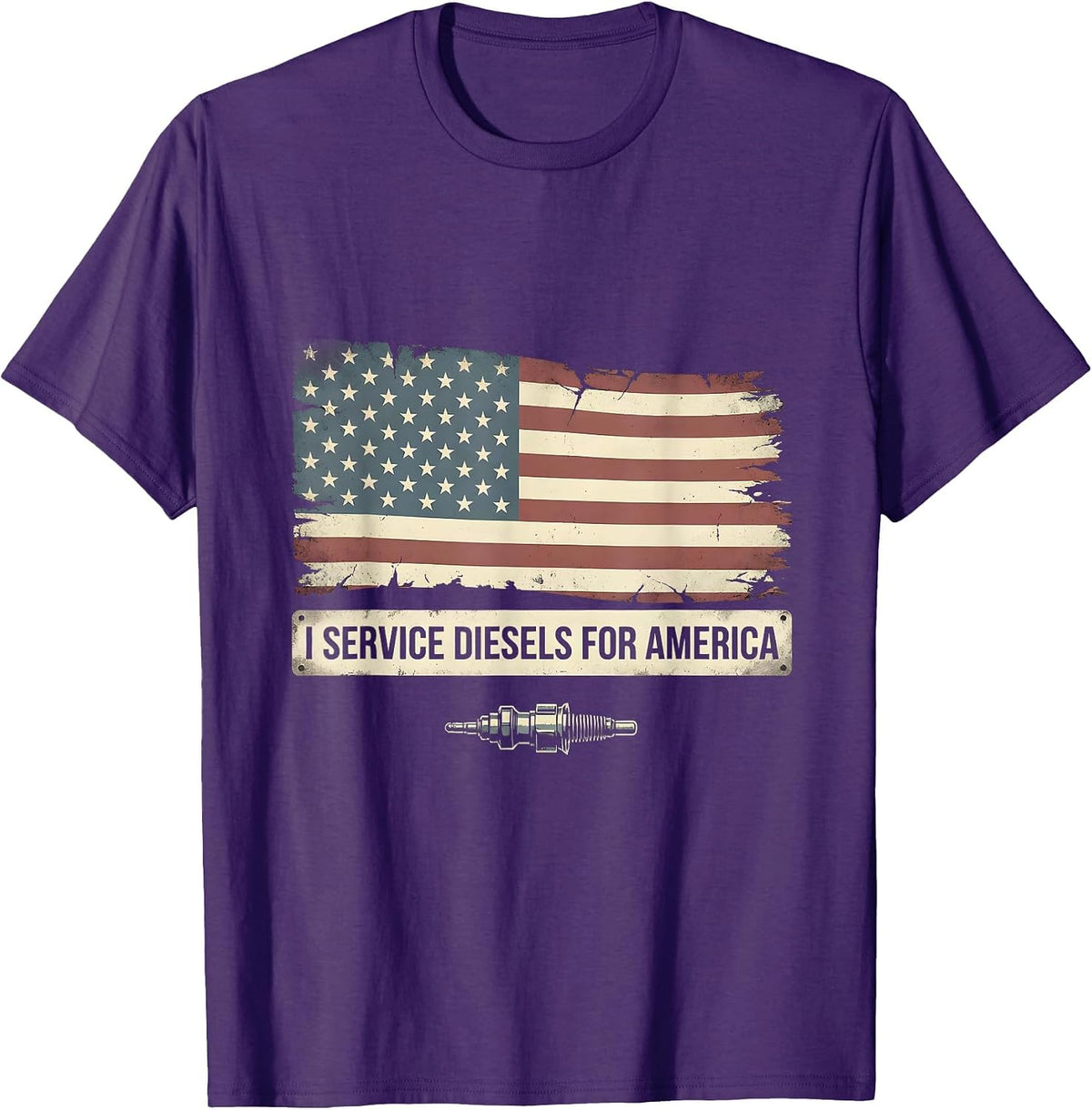 I Service Diesels For America Patriotic Diesel Mechanic T-Shirt - Purple