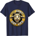 Got Goats Got Life Funny Goat Lover Design T-Shirt - Navy Blue