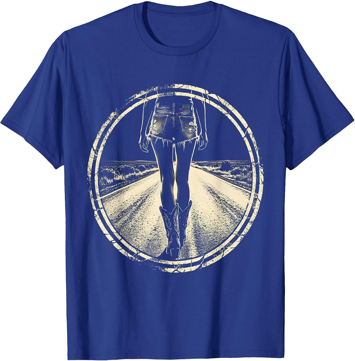 Country Girl Dirt Road Walk Graphic Design T-Shirt - Royal Blue