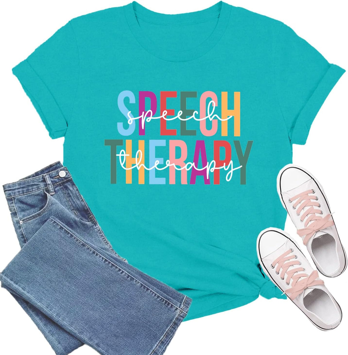 Speech Therapy Shirt for Women Speech Language Pathologist Shirts Therapist Tee Tops - Cyan
