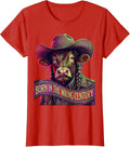 Women's Born in the Wrong Century Cowboy Design T-Shirt - Red