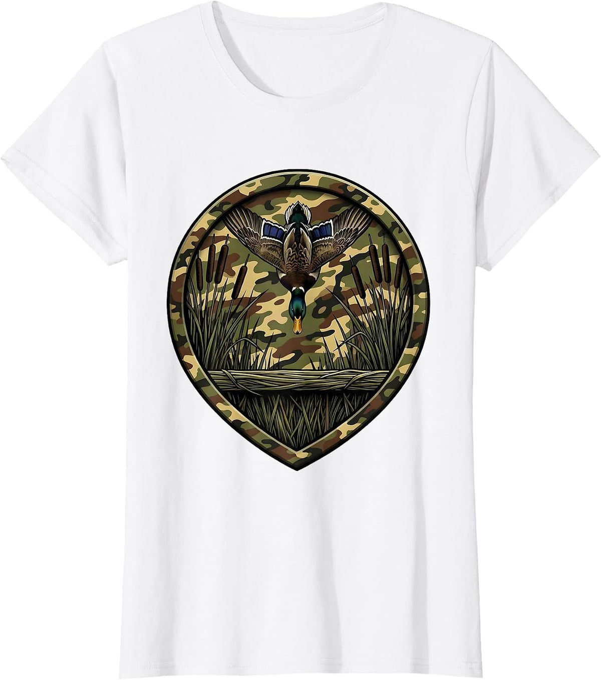 Duck Camo Hunter Layout Blind Overhead Ducks T-Shirt - White