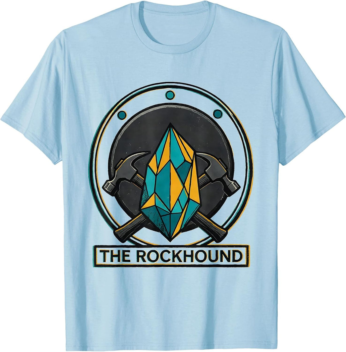 Men's The Rockhound Midcentury Modern Geode Humor Mineral T-Shirt - Baby Blue