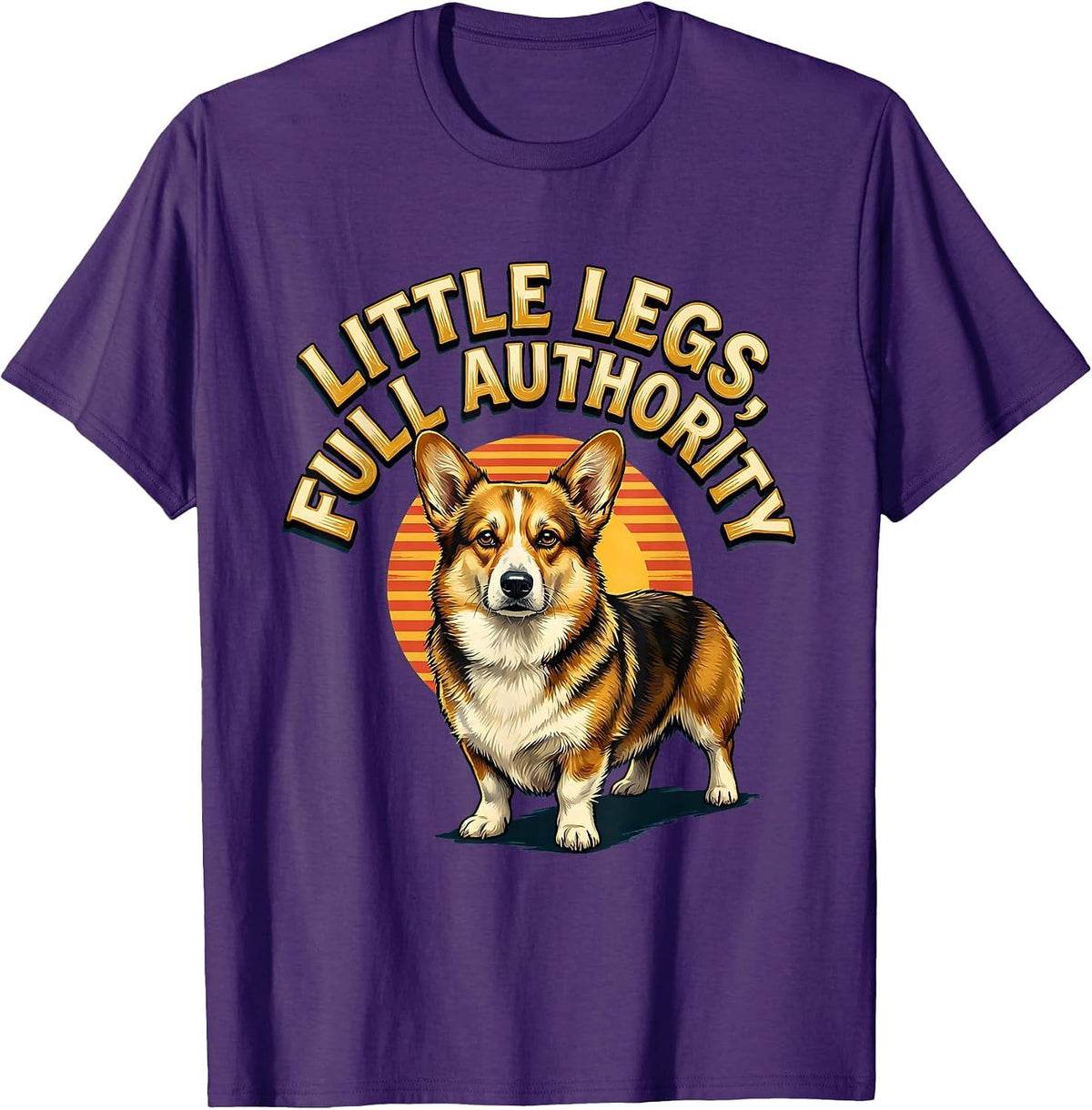 Men's Little Legs, Full Authority Funny Corgi Dog Owner Retro T-Shirt - Purple