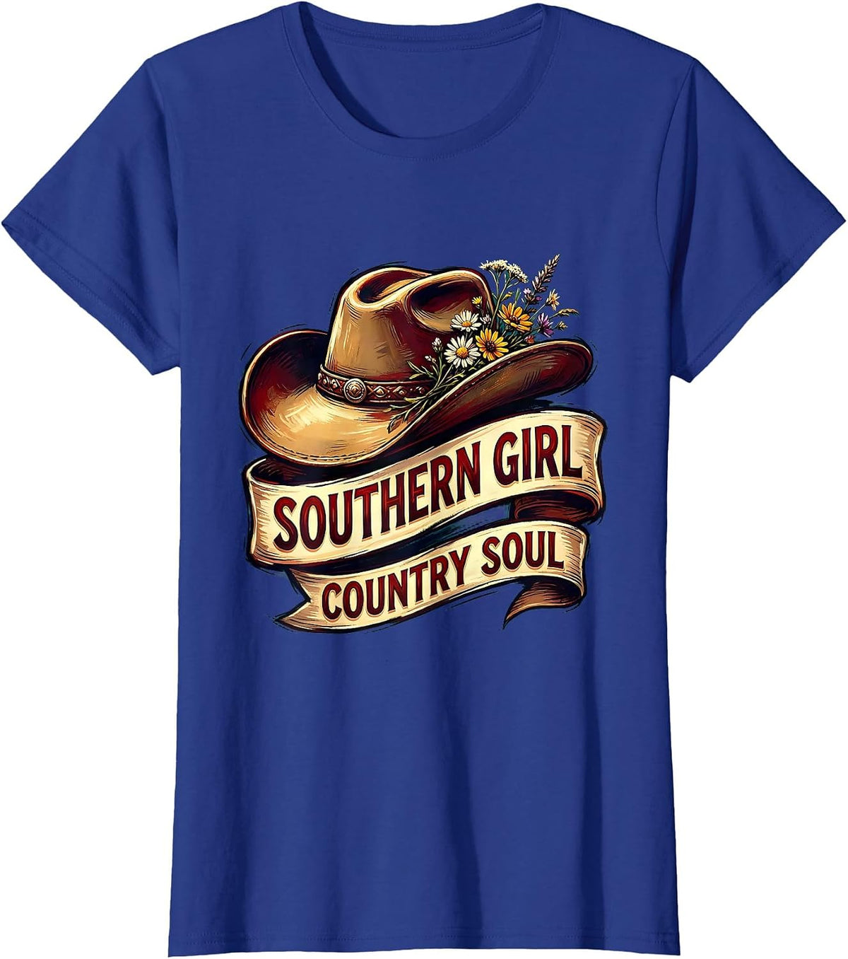 Women's Southern Girl Country Soul Nashville Design T-Shirt - Royal Blue