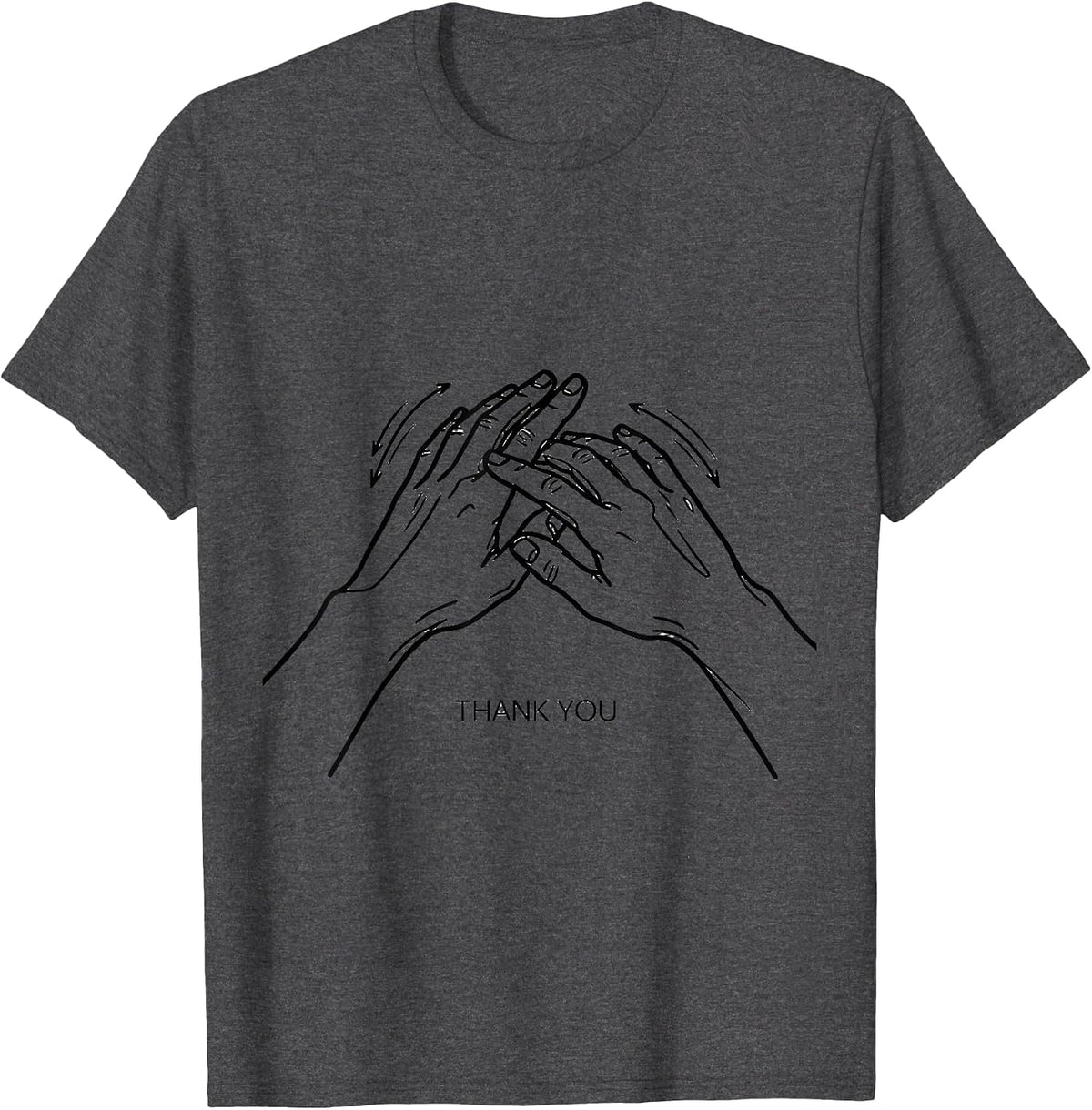 THANK YOU ASL Sign Language Teacher Gift Awareness T-Shirt - Dark Heather Grey