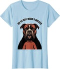 Women's My Pit Bull Wears A Sweater Funny Dog Mom Pitbull Humor T-Shirt - Baby Blue