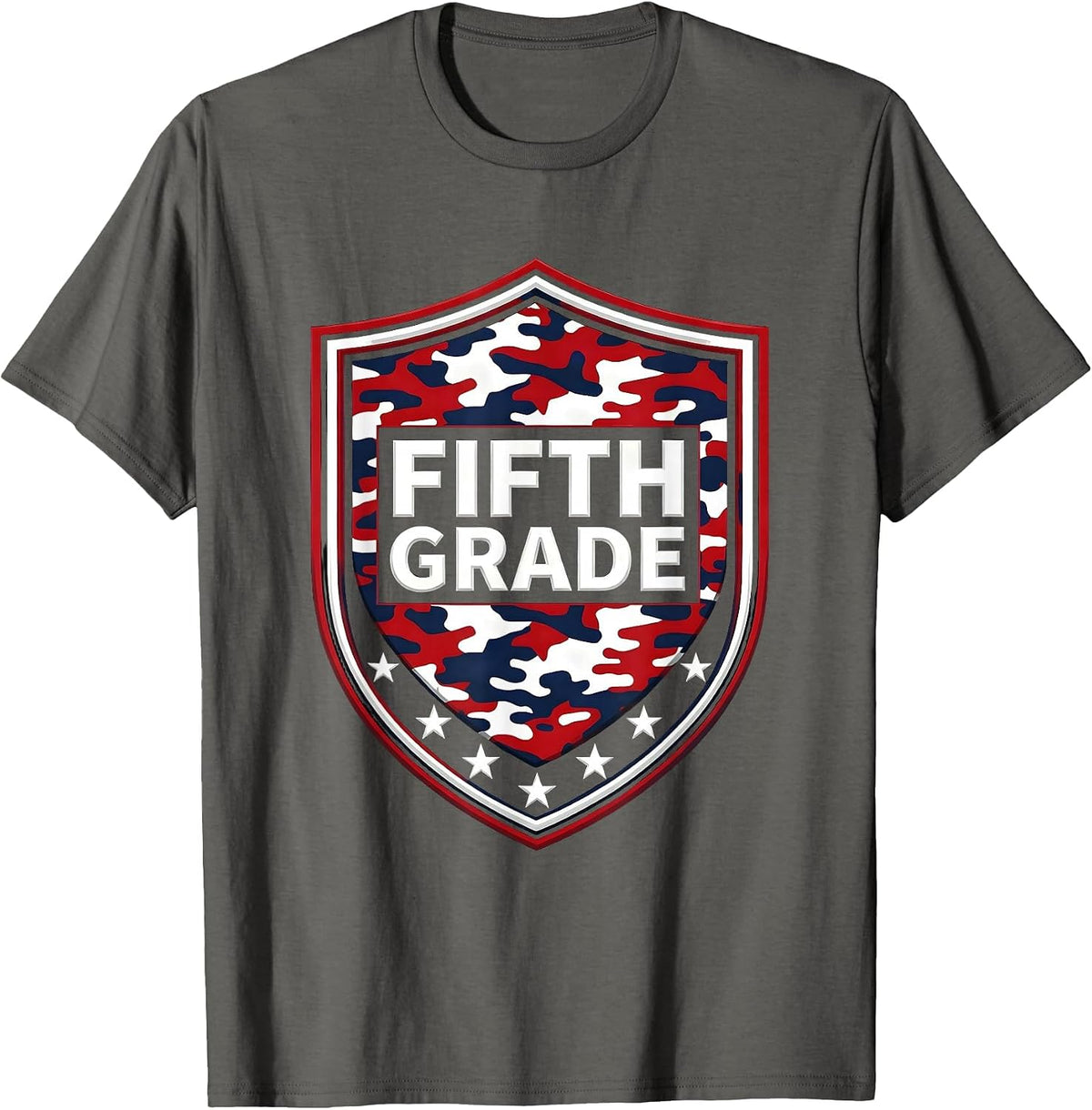 Men's Fifth Grade Patriotic Camo Back To School Boys T-Shirt - Asphalt Grey