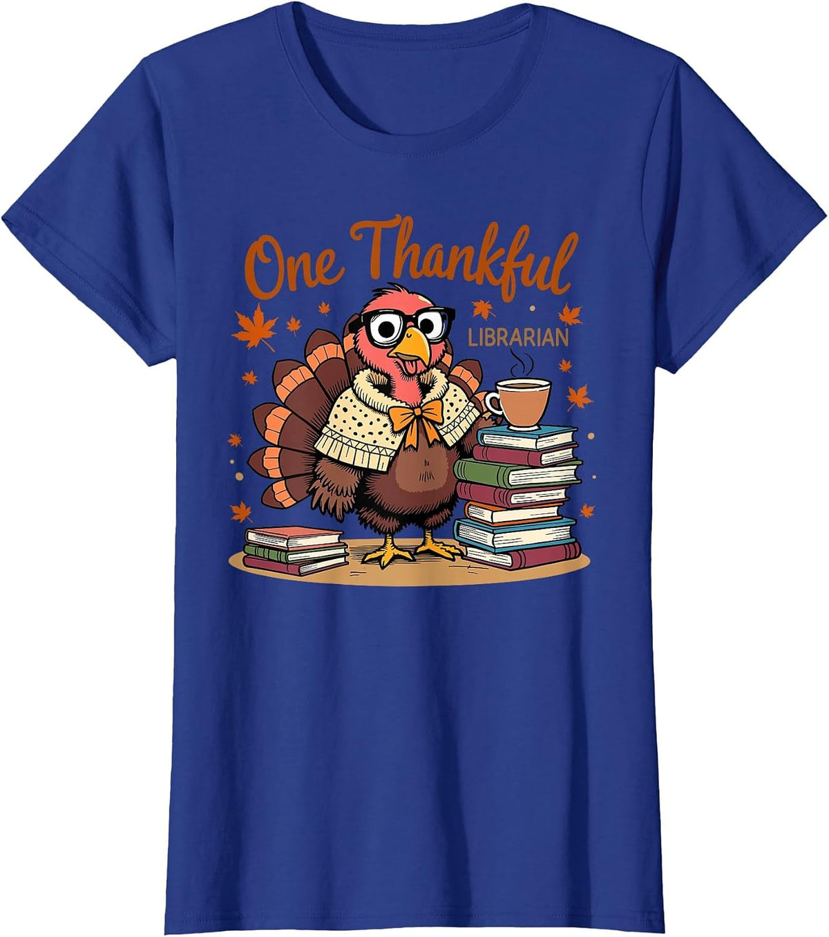 One Thankful Librarian Turkey Thanksgiving T-Shirt - Royal Blue