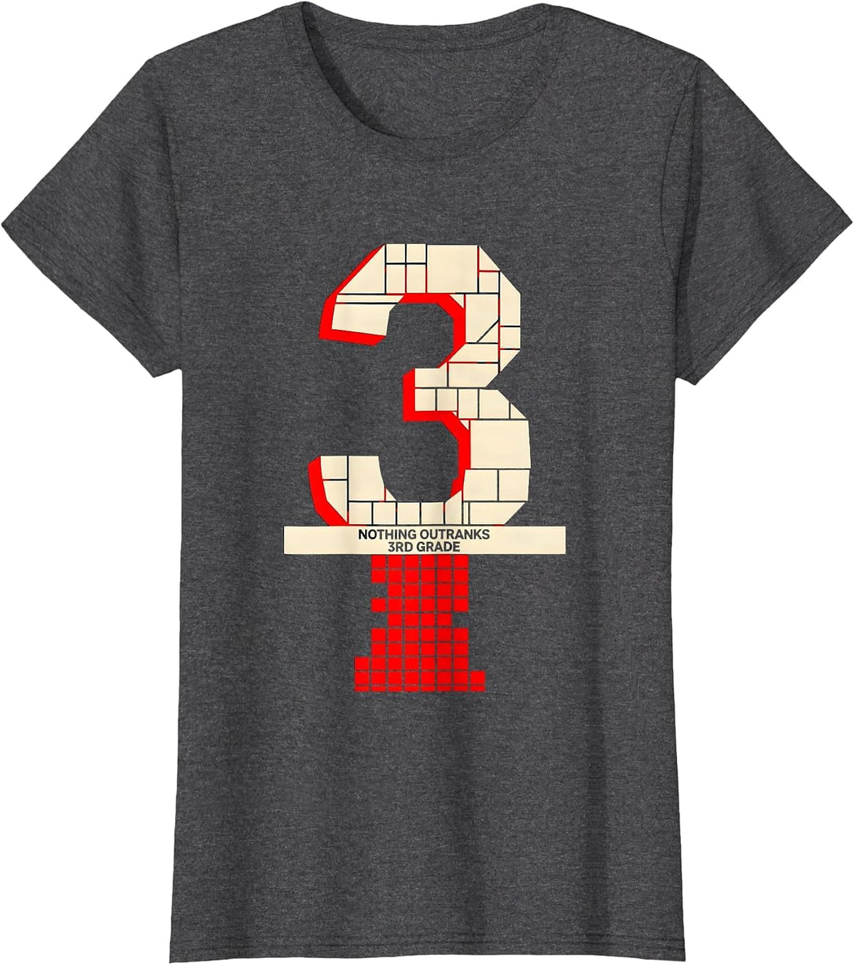 Women's Nothing Outranks 3rd Grade Funny Teacher Back To School T-Shirt - Dark Heather Grey