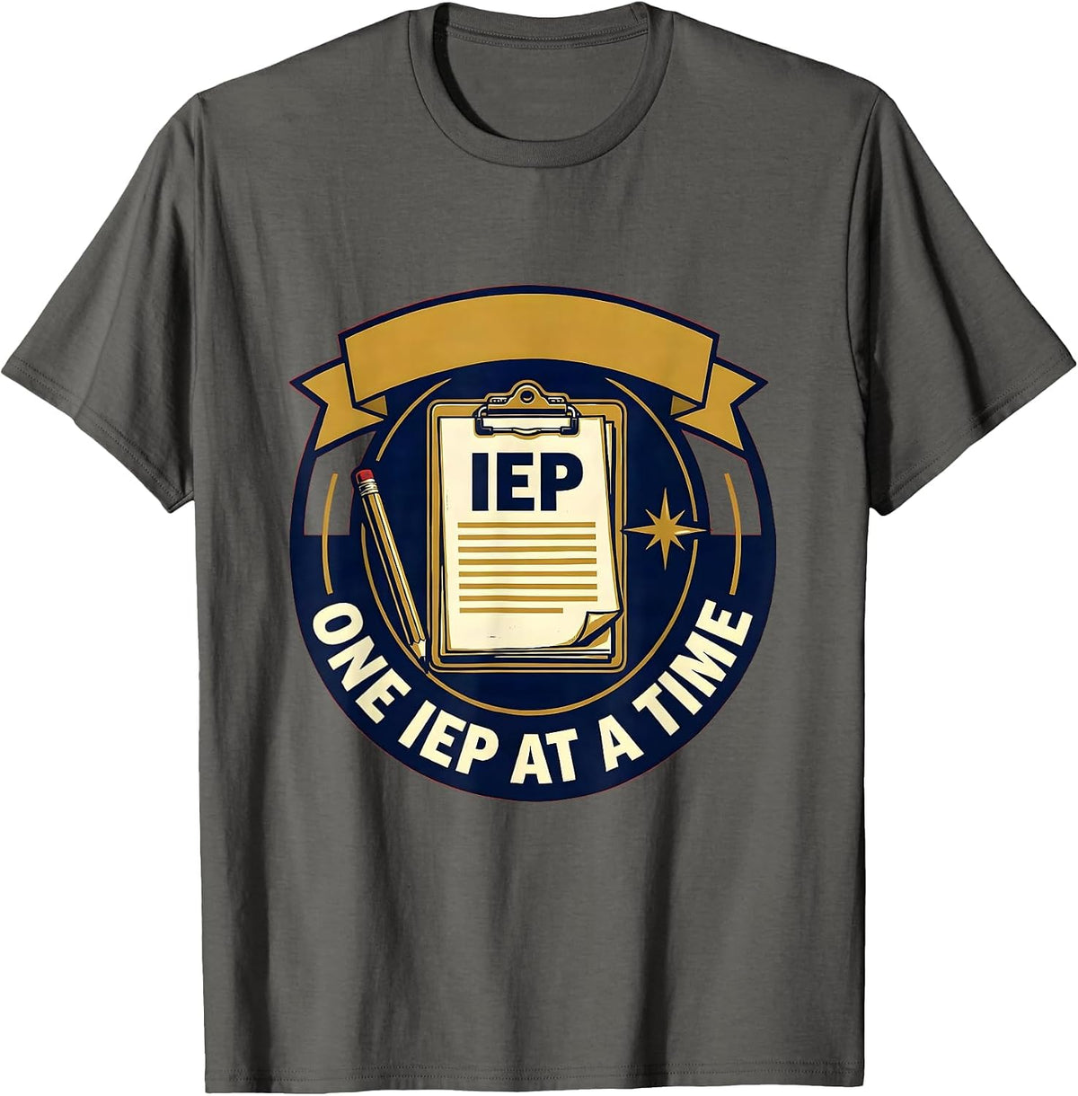 Men's Sped Teacher One IEP at a Time Design T-Shirt - Asphalt Grey