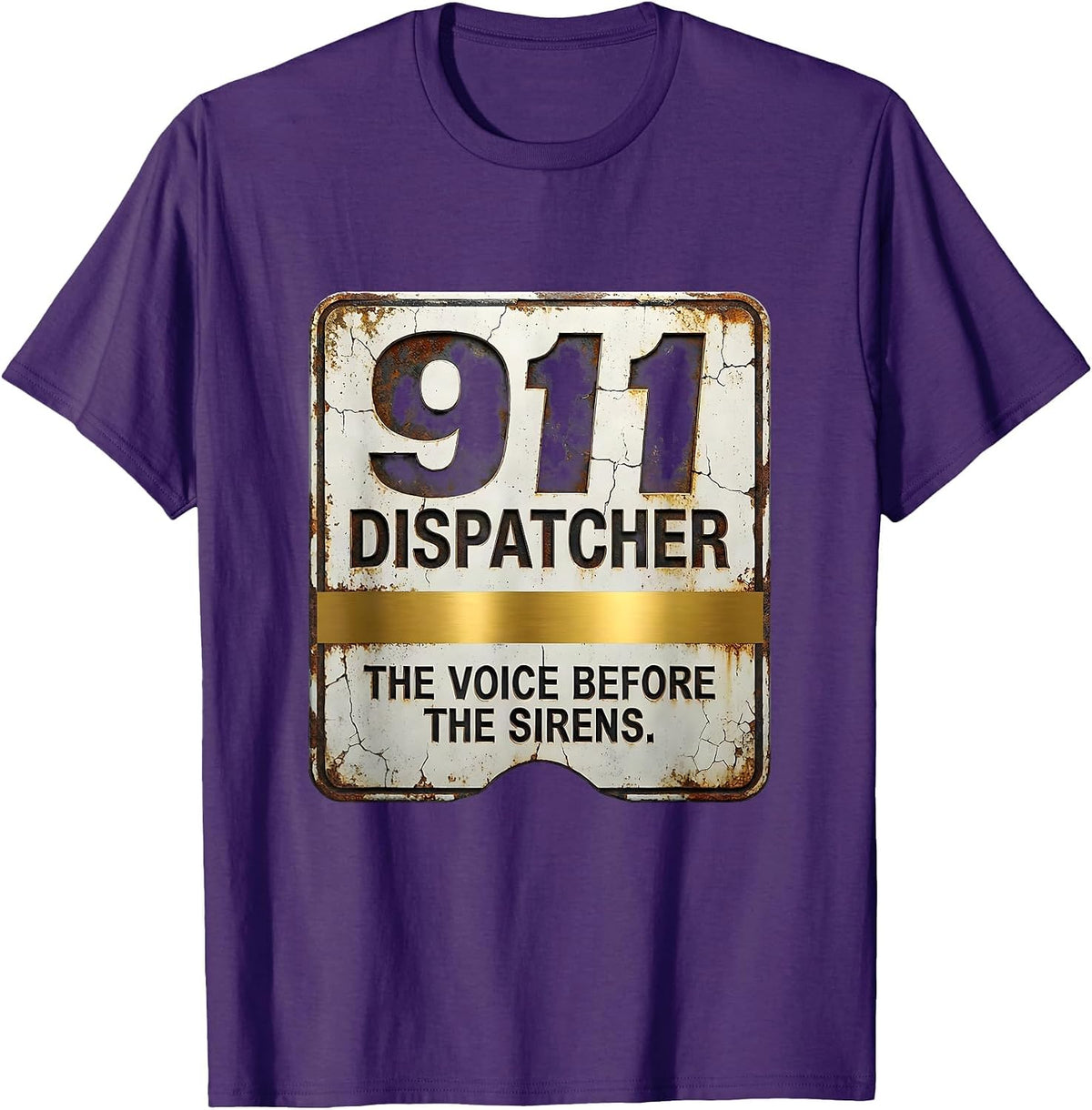 Men's 911 Dispatcher The Voice Before The Sirens Distressed T-Shirt - Purple