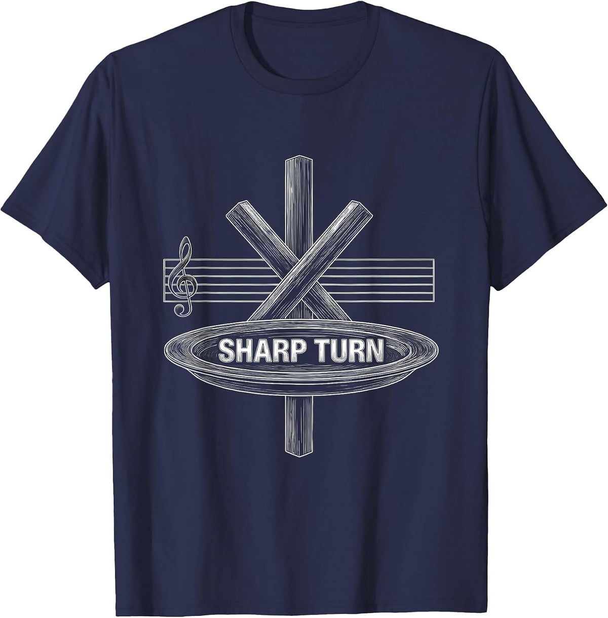 Sharp Turn Funny Music Lover Musician Humor Gift T-Shirt - Navy Blue