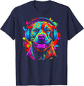 Pitbull Dog DJ Festival T-Shirt - Navy Blue