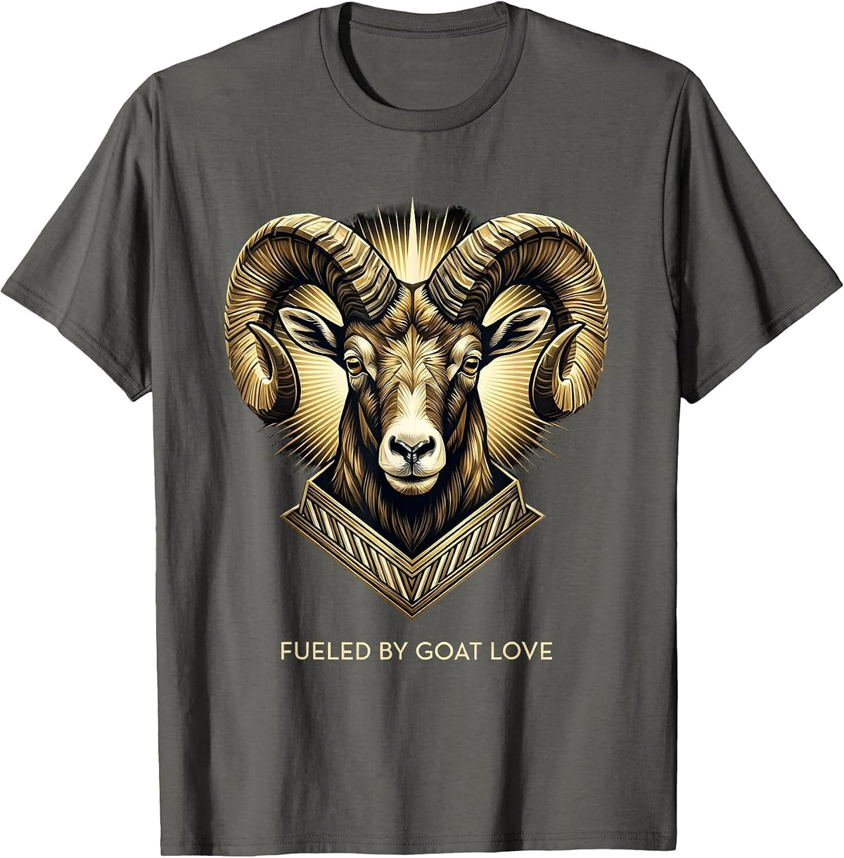 Fueled By Goat Love Funny Goat Lover Design T-Shirt - Asphalt Grey