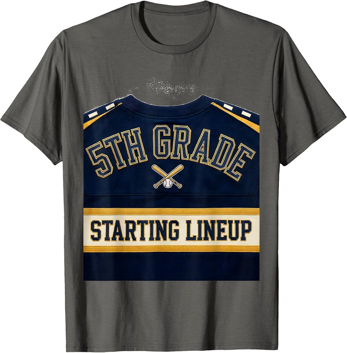 5th Grade Starting Lineup Sports Back To School Baseball T-Shirt - Asphalt Grey