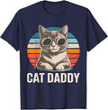 Cat Daddy Shirt Men Cat Lover Dad Fathers Day T-Shirt - Navy Blue