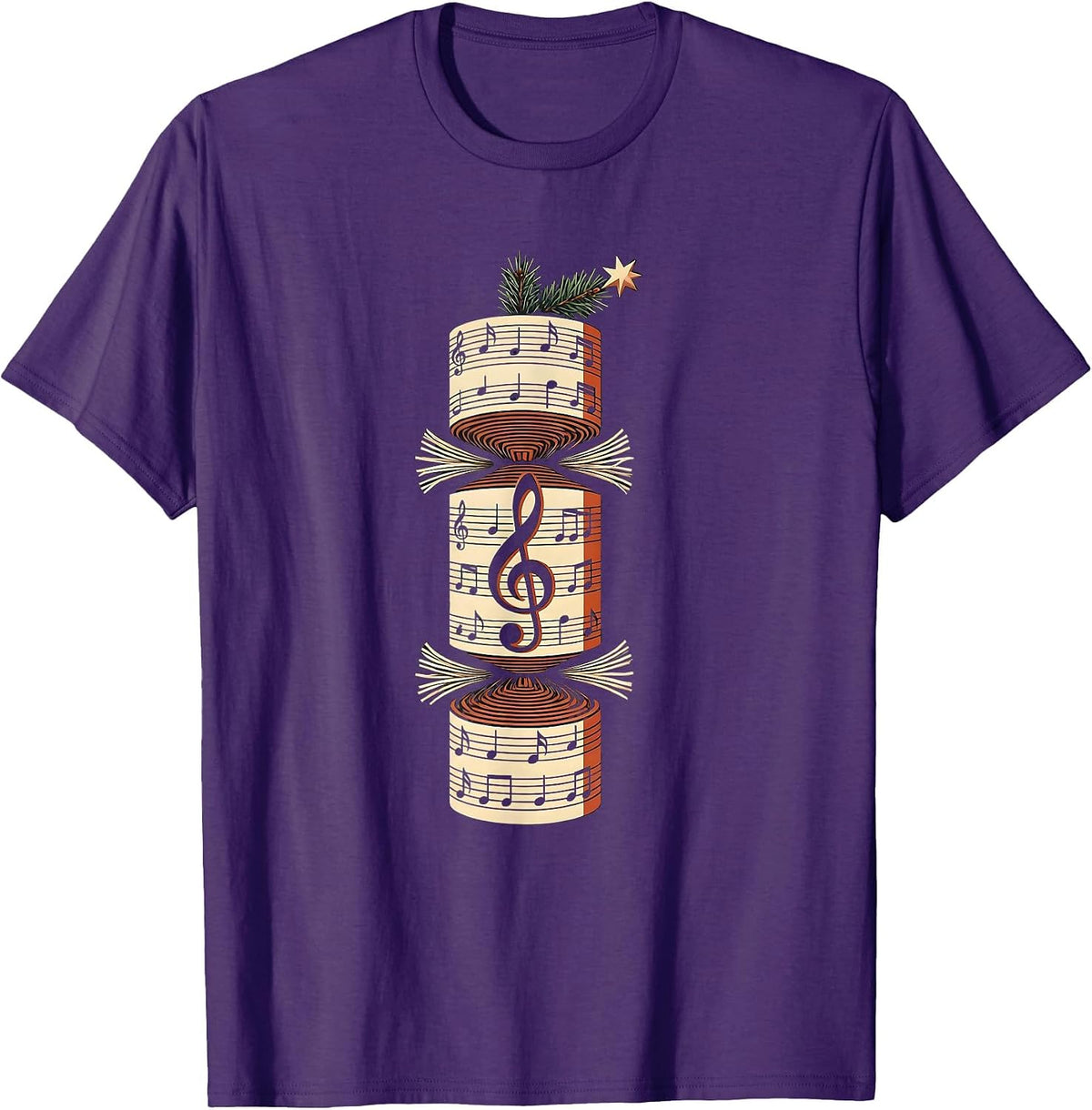 Christmas Cracker Treble Clef Music Teacher Festive T-Shirt - Purple