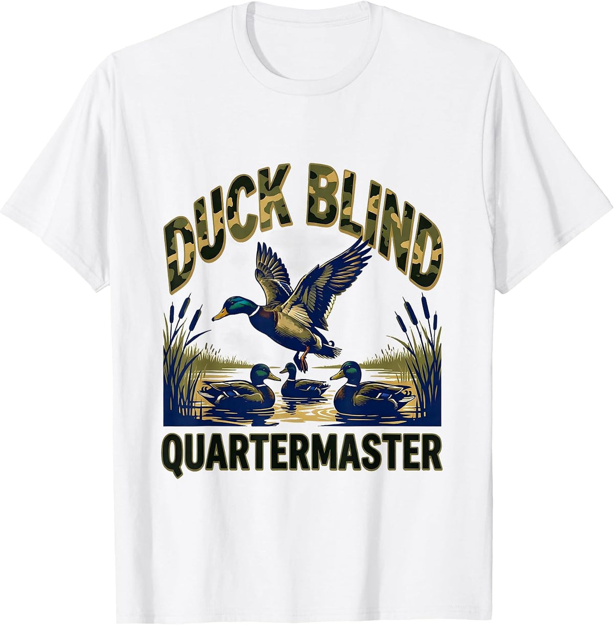 Men's Duck Blind Quartermaster Funny Duck Hunting Dad Humor T-Shirt - White