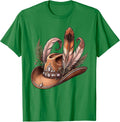 Men's Rhinestone Cowboy Hat with Feathers Graphic T-Shirt - Kelly Green