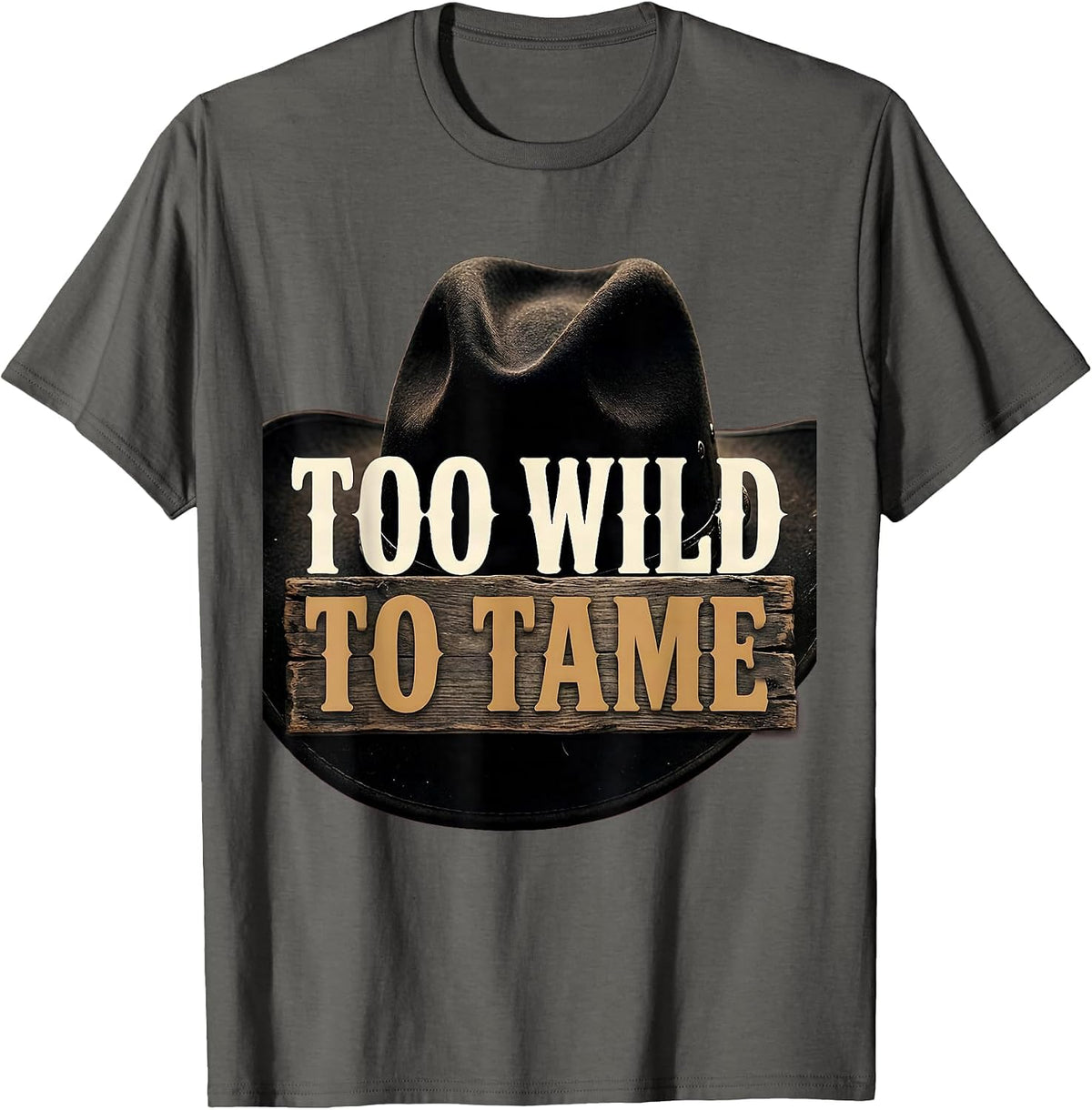 Men's Too Wild To Tame Cowgirl Graphic Design T-Shirt - Asphalt Grey
