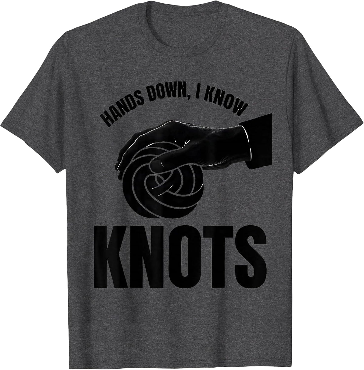 Men's Hands Down I Know Knots Funny Massage Therapist LMT Humor T-Shirt - Dark Heather Grey