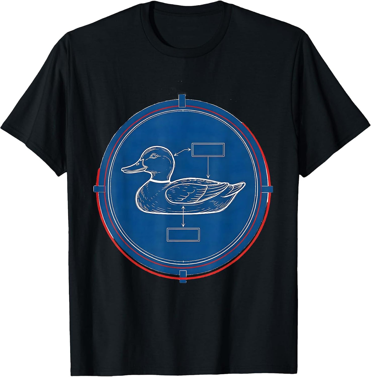 Men's Drafting-Sheet Duck Decoy Technical Blueprint Hunter Gift T-Shirt - Black