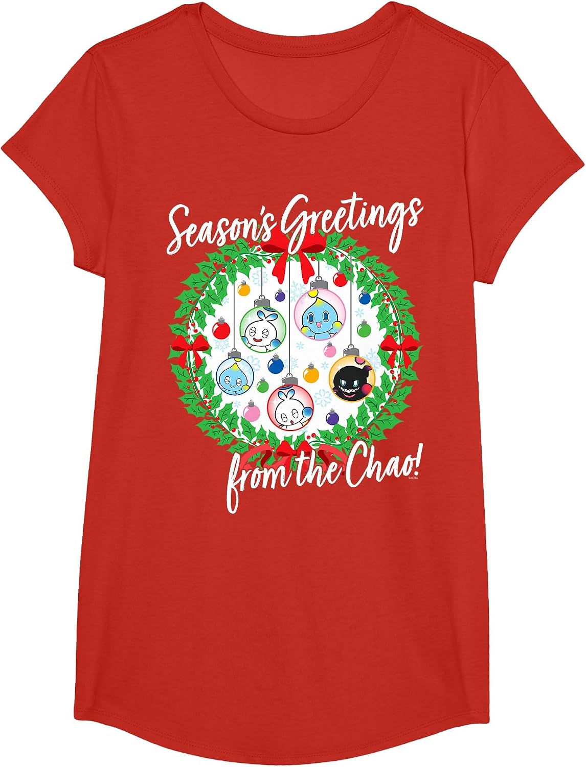 Sonic the Hedgehog - Season's Greetings from the Chao T-Shirt - Girls Red