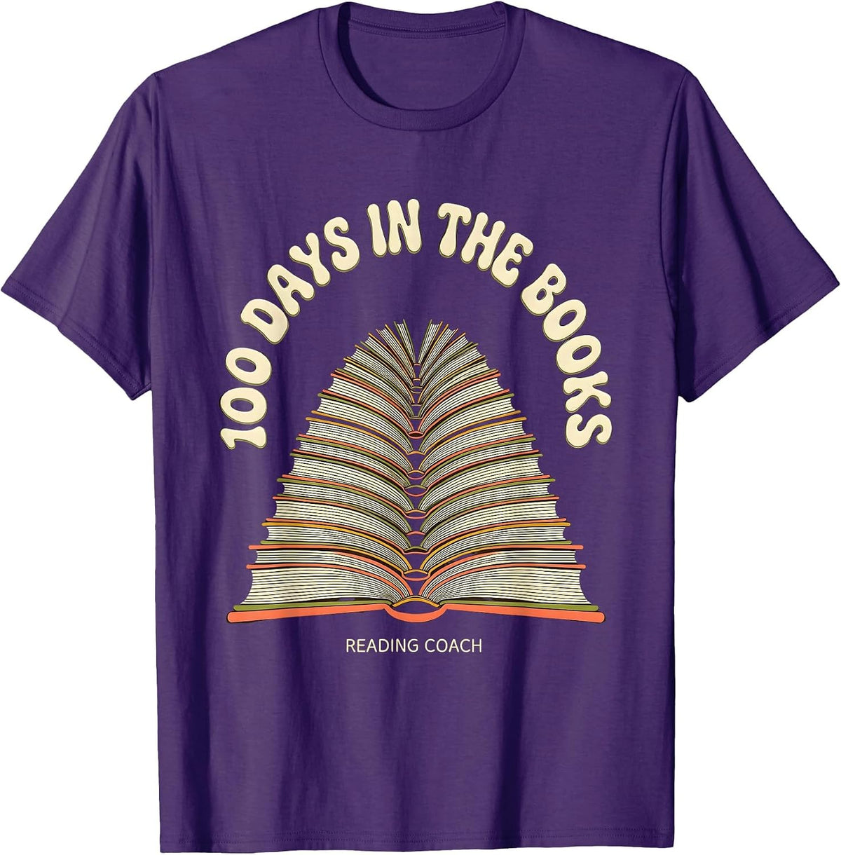 100 Days In The Books Reading Coach Teacher Librarian T-Shirt - Purple